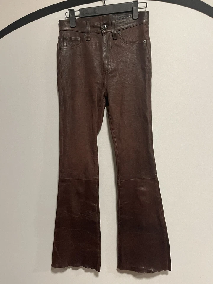 Rag And Bone Retro Burgundy Leather Pant Size 24. Excellent Condition! - Image 2 of 4