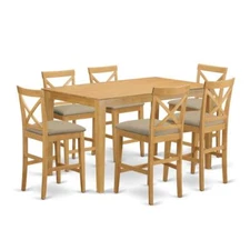 CAPB7H-OAK-C 7 Pc counter height Dining room set-pub Table and 6 bar stools...