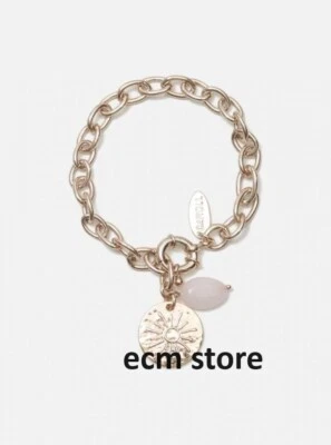 CAROLL Bracelet Solal avec pierre naturelle en large maille argenté jonc /EBRR - Photo 1/2