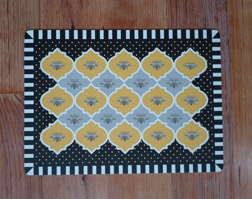 4 Mackenzie Childs Queen Bee Cork Backed Placemats used once EXCELLENT