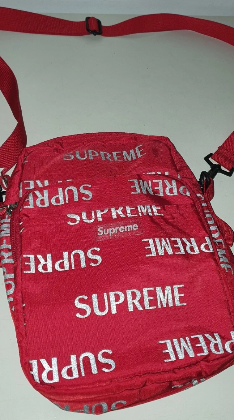 FW16 Supreme 3M reflective repeat red shoulder bag Cordura fabric Rare