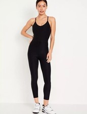 Old Navy Powerlite Size Large Black Stretch Jumpsuit Bodysuit NWT