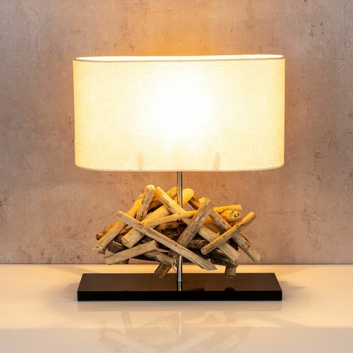 Tischlampe Höhe 42cm Treibholz Tischleuchte Holz Lampe Teakholz Deko Tischdeko - Bild 3 von 6