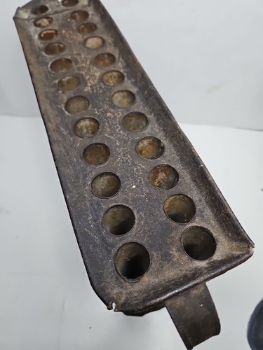 Antike 19. Jh. Pennsylvania Dutch Primitive 24 Kerzenform Zinn Metall - Bild 13 von 14