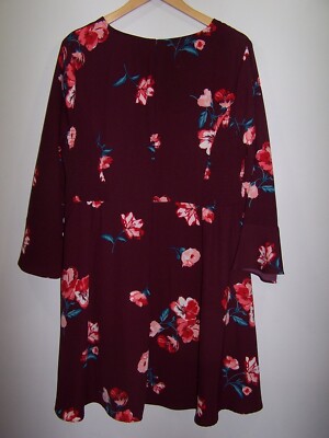 old navy burgundy floral dress Burgundy Floral Long Sleeve Midi Dress - All Dresses main image 1
