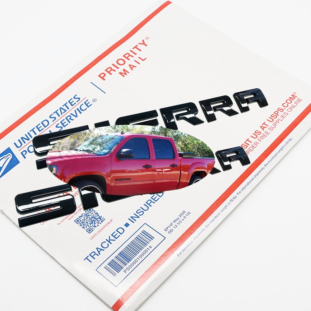 2PCS Gloss Black Front Door Emblems Nameplate Badges Tailgate for Sierra