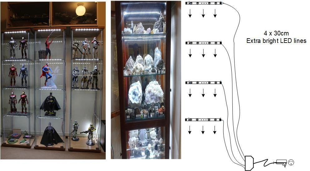 IKEA Detolf LED Lighting -   Glass cabinet doors, Ikea detolf,  Glass display case