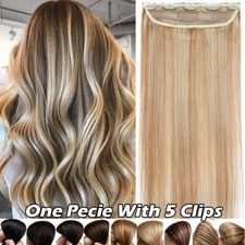 One Piece THICK 100 Real Clip in Remy Human Hair Extensions 3/4 Full Head/Short