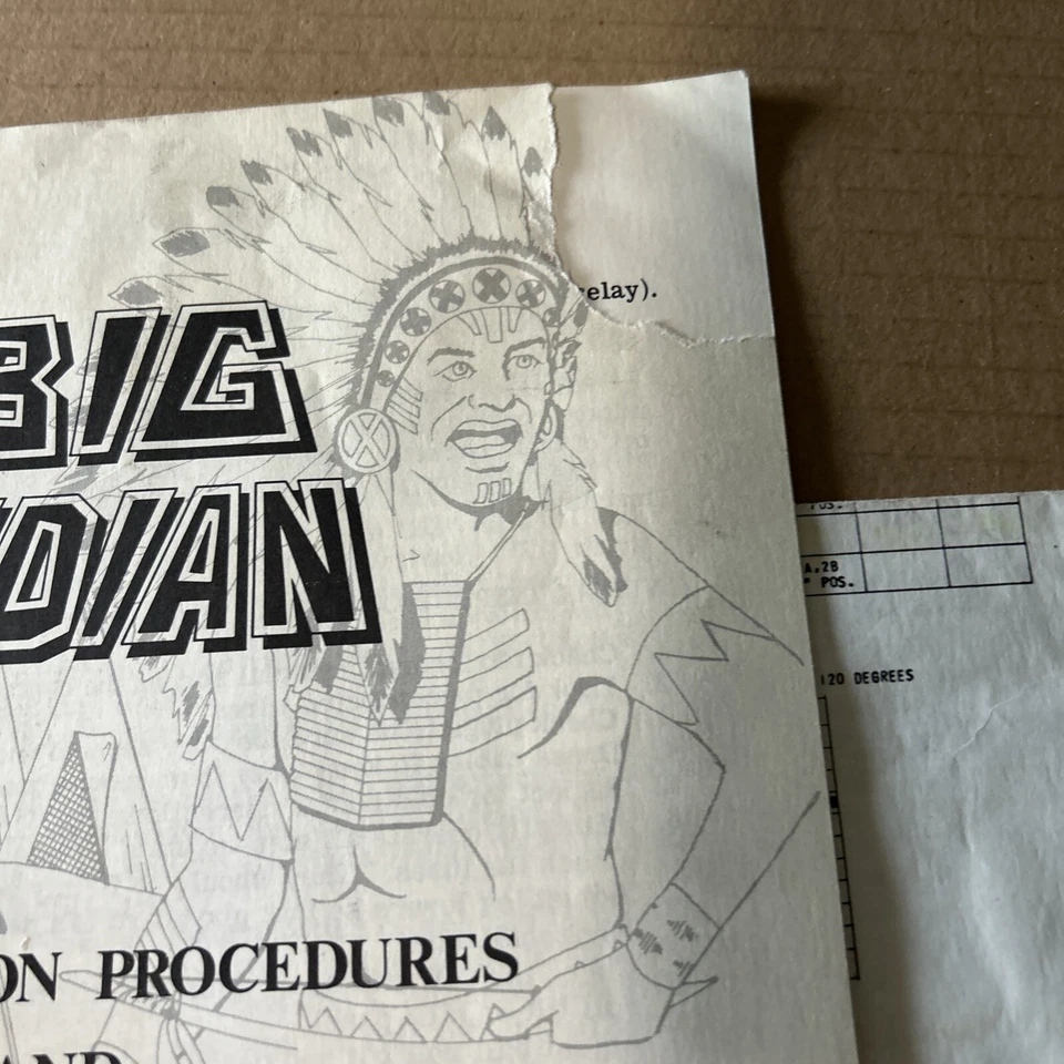 Original Fábrica Big Indian Set GOTTLIEB Pinball juego arcade manual del propietario Foto 3 de 4