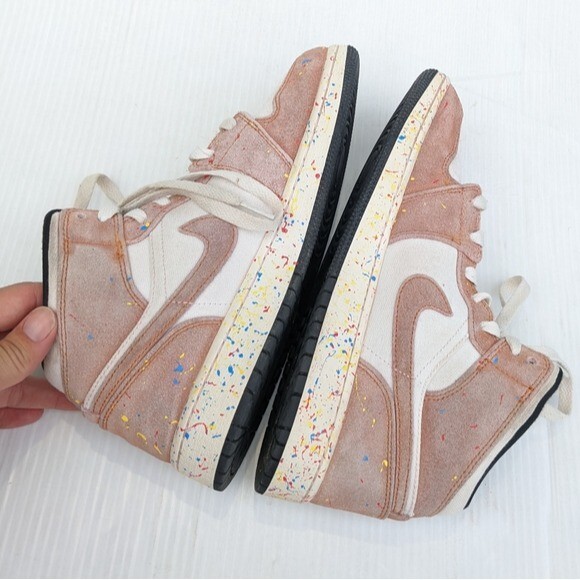 NIKE Air Jordan 1 Mid SE Brushstroke Paint Splatter Shoes eBay