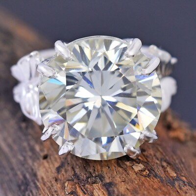 925 Sterlingsilber 2,75 Cart Runde Form weißer -Diamant-Solitärring.