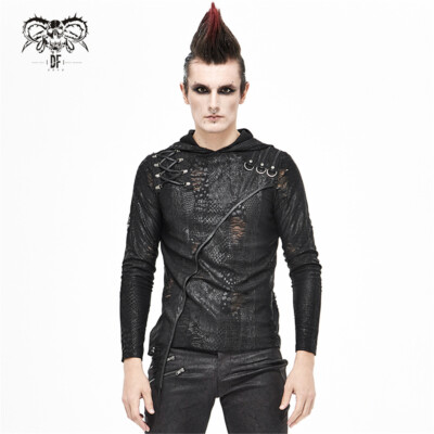 Rock Black Long Sleeve T-shirt Gothic Double Layers