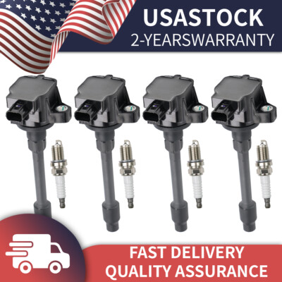 4 Ignition Coil & 4 Spark Plug for Honda Accord Civic CR-V Insight Acura RDX TLX