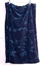 A Women's Blue Velvet Skirt Pencil Floral Office Siren Evening Sparkly XL 