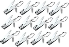 Lot 12 Nail Clipper Beaded Keychain 2" Stainless Steel Finger Toe File Trimmer