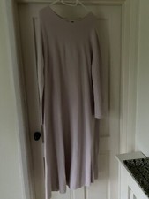 UNIQLO 3D Knit 100% Cotton Long Sleeve Flared Dress pale pink Size XL
