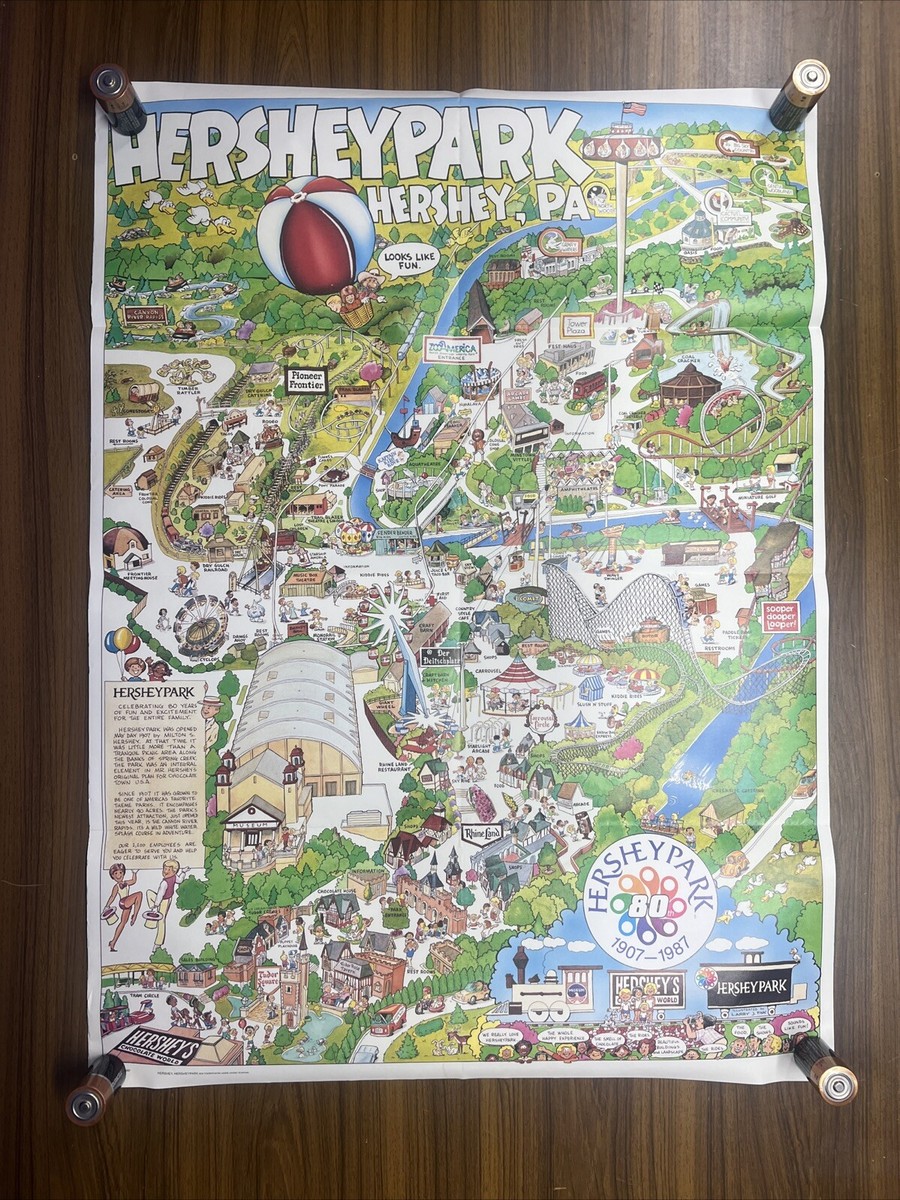 ぴあマップ　1987 Vintage 1987 80th Year Hershey Park Map Poster Pennsylvania
