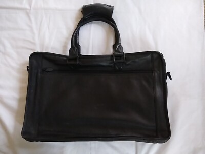 Scully Multi-Pocket Attache Briefcase Messenger Bag Soft Black Leather  Handles