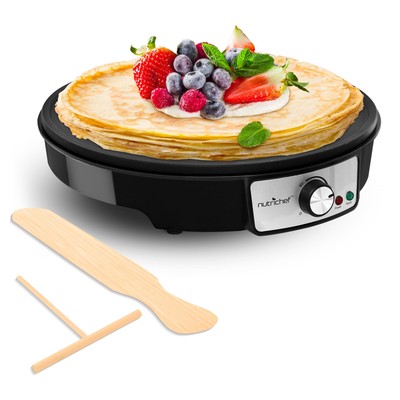 Nutrichef Electric Crepe Maker & Griddle Cooktop - Nonstick 12 Inch Aluminum ...
