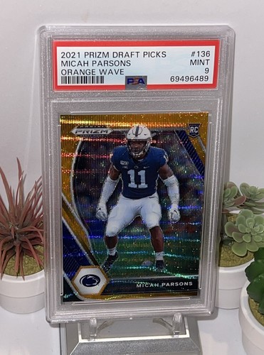 Micah Parsons SP 2021 Panini Orange Wave Prizm Rookie PSA Mint 9!! #’d /75!!🔥 - Picture 10 of 10
