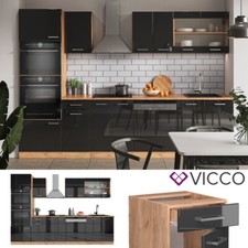 Küchenzeile Küchenblock Einbauküche R-Line 300cm Mikrowellenumbauschrank Vicco