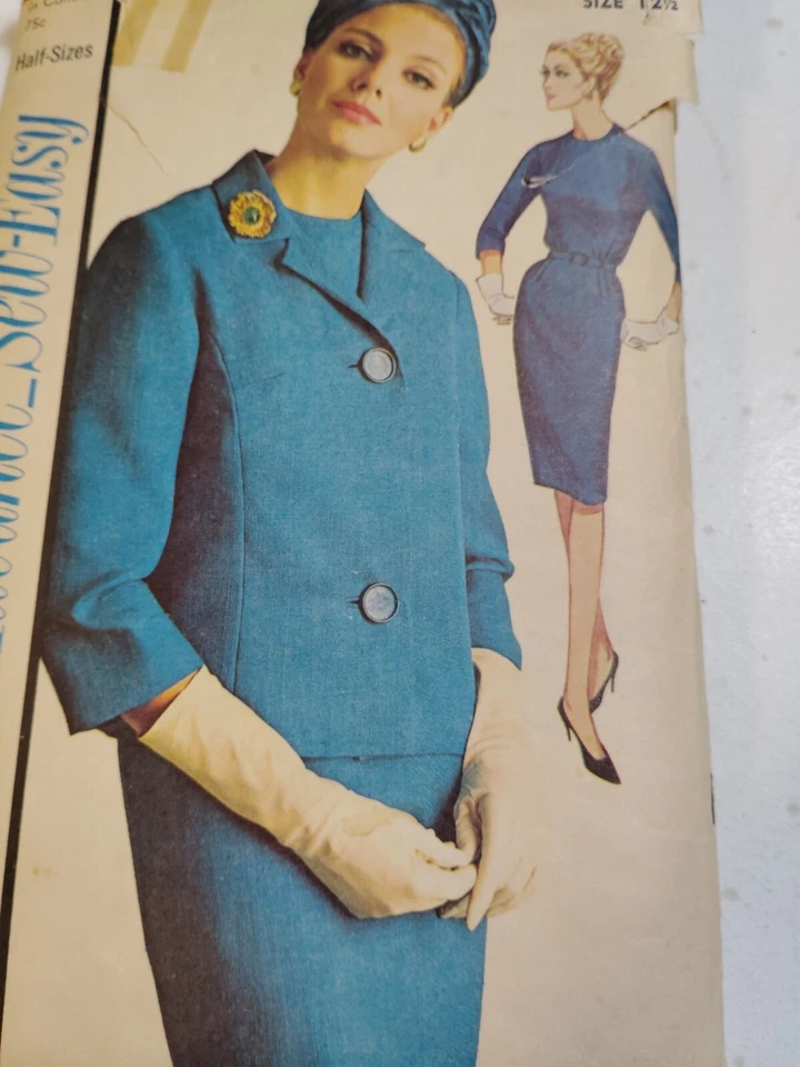 Dress Jacket 12 1/2 Advance 3374 Sewing Pattern Cut VTG Elbow 3/4 Sleeve Slim - Image 3 of 4