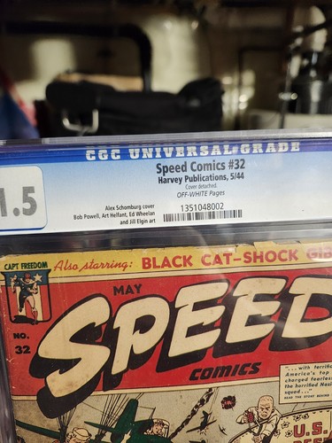 Speed Comics #32 1944 CGC 1.5 Harvey Publications WWII Schomburg - Photo 4 sur 5