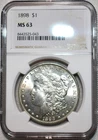NGC MS-63 1898-P Morgan Dollar, Blazing, Blast-White specimen.