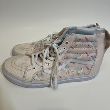 VANS Old Skool Girls Unicorn Sneakers Size 7 Pink Sparkle Glitter Zipper Back