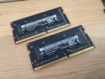 Micron 2X 4GB DDR4-2666 SO-DIMM laptop memory module, model MTA4ATF51264HZ-2G6E3