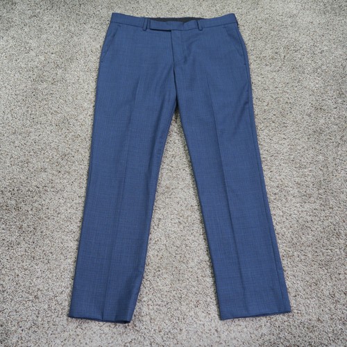 Paul Smith Pants Mens 34 Blue Check Wool Flat Front Dress Trousers Soho 34x29