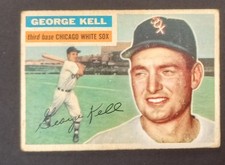 1956 Topps George Kell #195: Gray Back, Chicago, Nicely Centered, FREE SHIPPING!