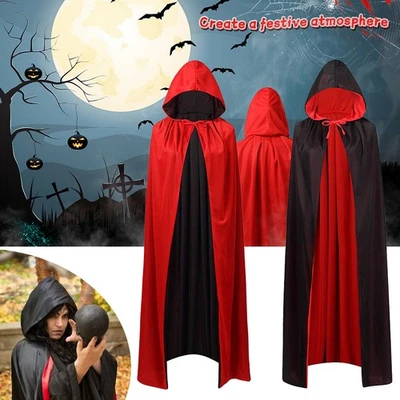MARKENLOS Umhang Schwarz Rot Doppelseitig Mit Kapuze Umhang Erwachsener Lang Capes Kostüm
