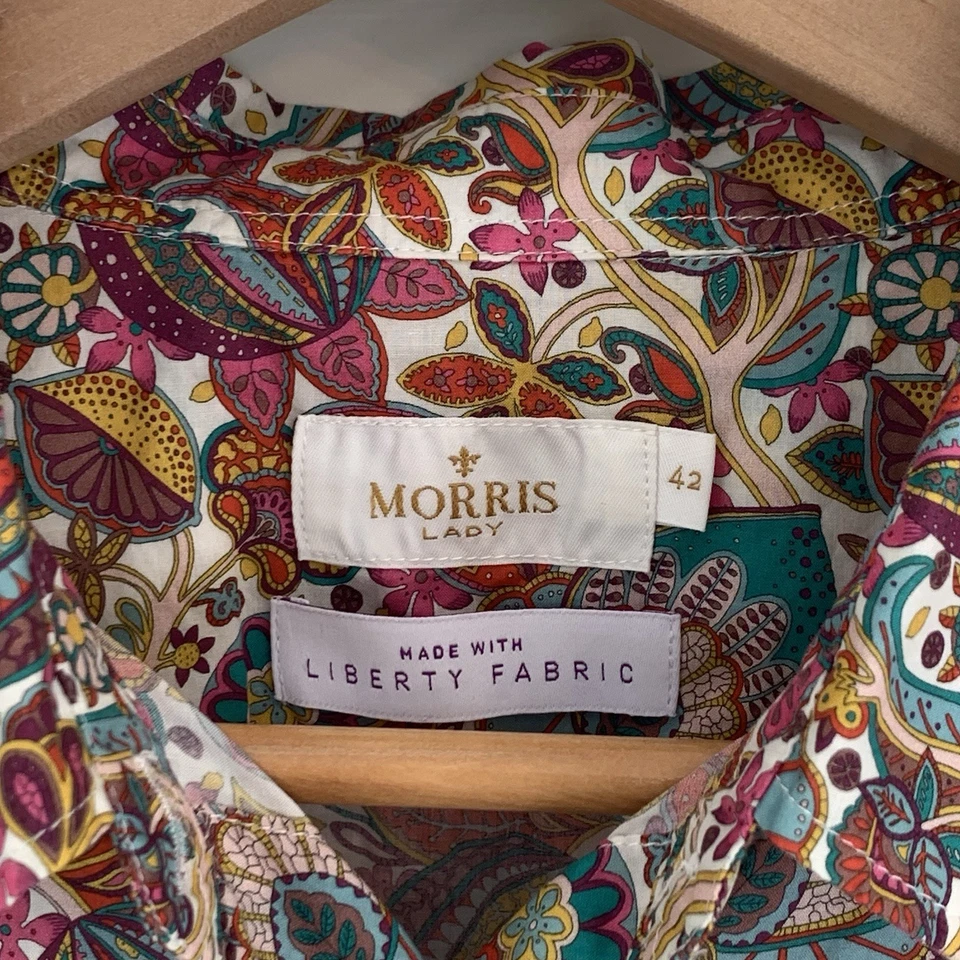 Morris леди Лили Свобода фантазии рубашка Топ 42 США 10-12 M/L цветочный Fleur De Lis - Изображение 3 из 4