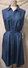 New Simply Vera VERA WANG Extra Large Denim Shirt Dress Embellished Collar