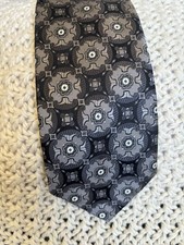 ROBERT TALBOTT Best of Class Tie Black Gray Geometric 100 Silk Made in USA