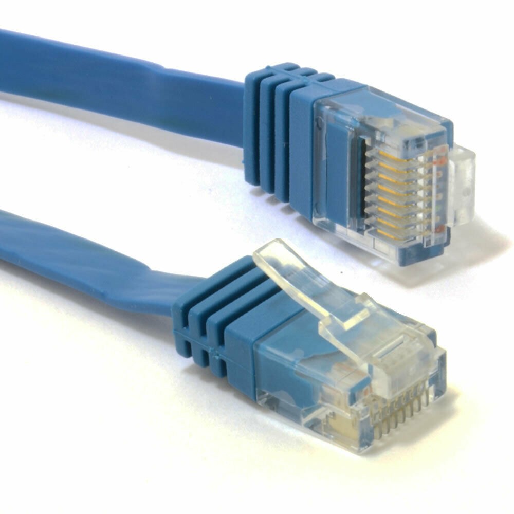 1m FLAT CAT6 Ethernet LAN Patch Cable Low Profile GIGABIT RJ45  BLUE