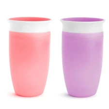 	Munchkin Miracle 360 Toddler Sippy Cup Spill Proof 10oz 2 Pack Pink/Purple	