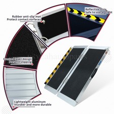 3ft Home Wheelchair Ramp Non-Skid Folding Aluminum Ramps Steps 600LBS