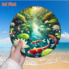 Asian lotus koi round wall art, Japanese-Korean style