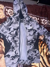 Nike Boys Camouflage Zip Up Hoodie  Pants Grey/Black Size Large