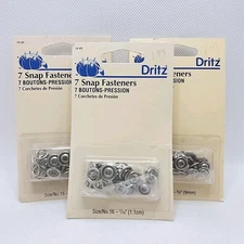 Lot of 3 Dritz 7/16" Size 16 Snap Fasteners Vintage 1998 New Pack 7-piece each