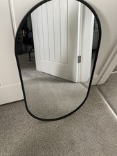 Matte Black Metal Framed Oval Wall Mirror 70cm x 28in, Wall Mounted