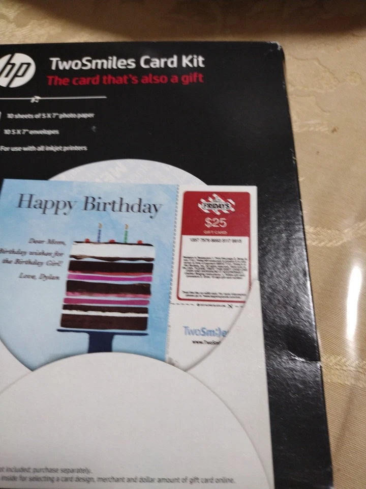 HP Two Smiles Card Kit; 10 Sheets of 5x7 Photo Paper and Envelopes ( Never Open) - Image 2 of 4