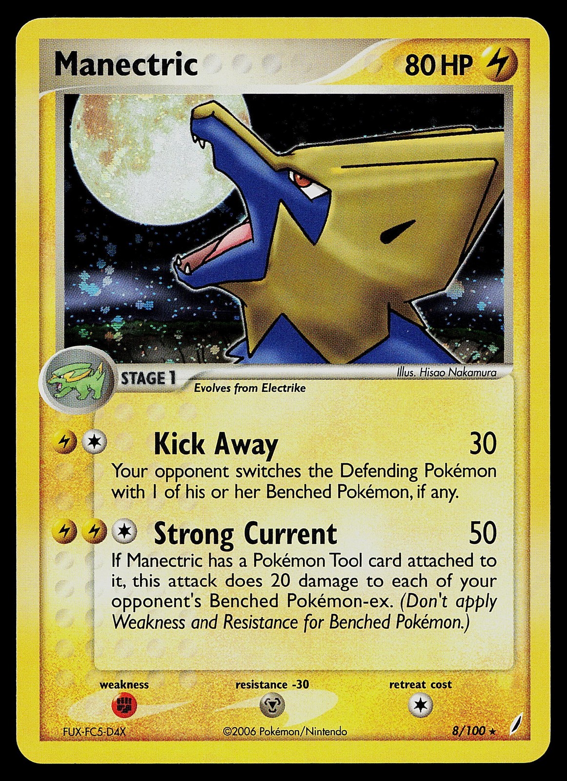 Pokemon Card - Manectric Crystal Guardians 8/100 Holo Rare