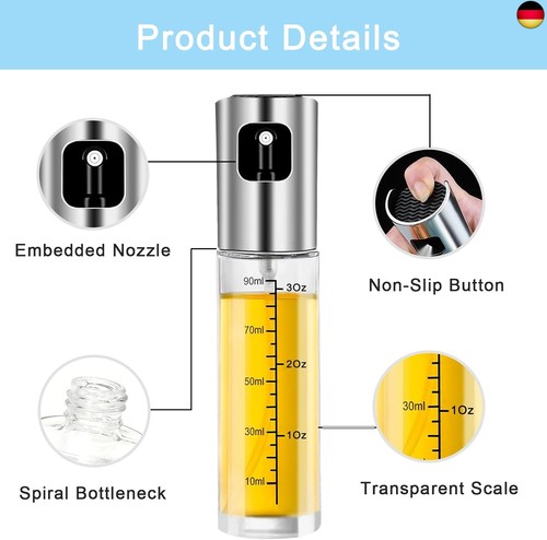 Diompirux 2 pezzi 100ml Ölsprüher zum Kochen, Sprühflasche Küchen Gadgets für Sp - Bild 6 von 7