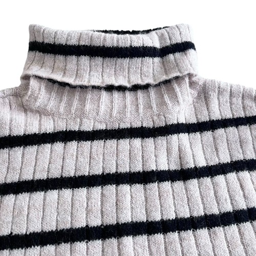 H&M girls nuetral striped ribed boxy turtleneck sweater size 16/18 - Picture 2 of 8