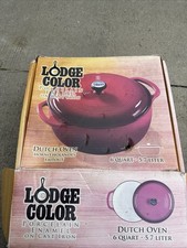 Lodge Color EC6D43 6-qt. Enameled Cast Iron Dutch Oven - Red - NIB