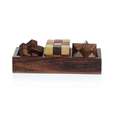TALES OF INDIA Puzzlespiele (3 in 1) 3D Knobelspiele aus Holz - Geschenkbox - Spaß Erwachsene & Kinder