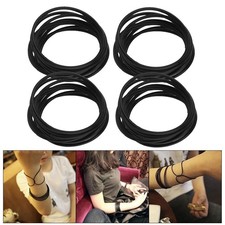 4x 10 Pezzi Braccialetti in Silicone Nero Sottili Elastici in Gomma Braccialetti